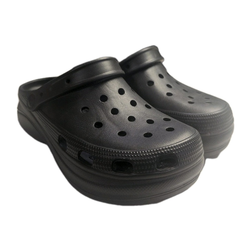 Womens 11 Black Platform Clogs Comfort Perforated Slip On Back Strap Brand H2K